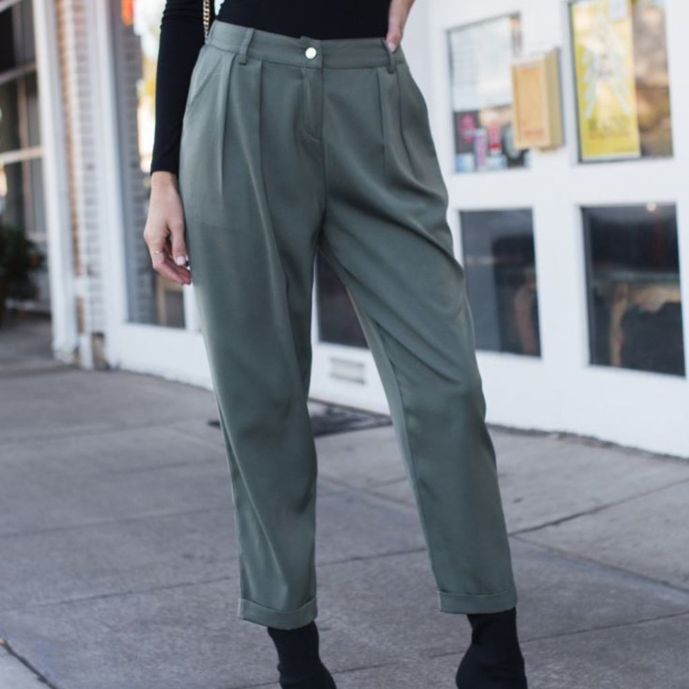 Olive Hem Boyfriend Pants